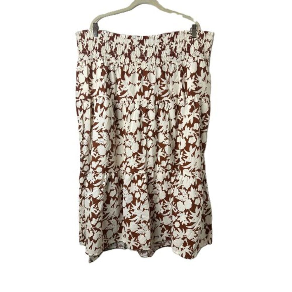 Universal Thread Goods Co Skirt Womens Size 2X Brown Floral A Line Midi Tiered